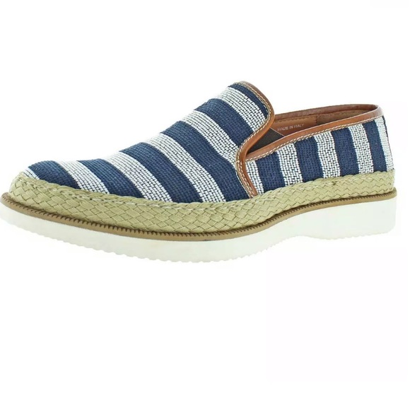 Donald J. Pliner-Ervrn Navy Striped Casual Shoe 7 - Picture 1 of 3